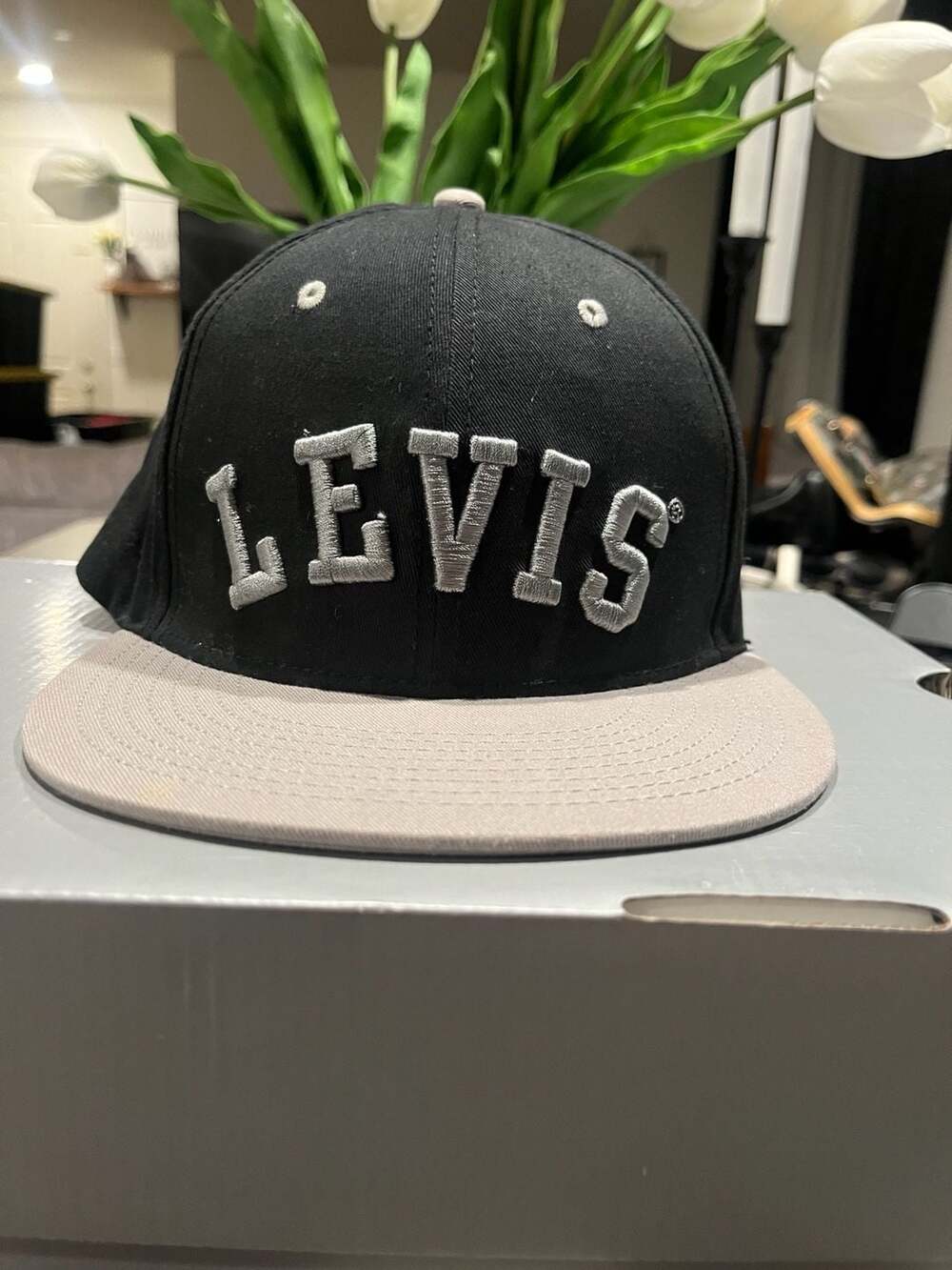 Levi's Two-Tone Snapback Flat Brim Hat with Arch Logo Embroidery